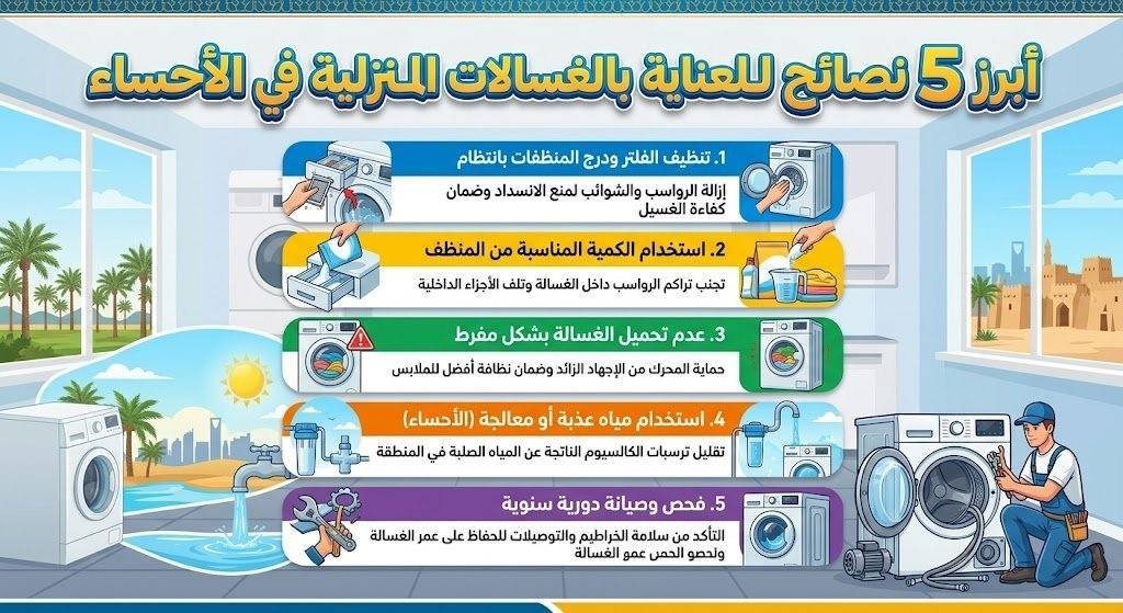 أبرز 5 نصائح للعناية بالغسالات المنزلية في الأحساء
